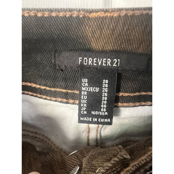 Forever 21 Women’s Bootcut Jeans 26 Brown Black Acid Wash Bleach Effect NWT - Picture 4 of 5